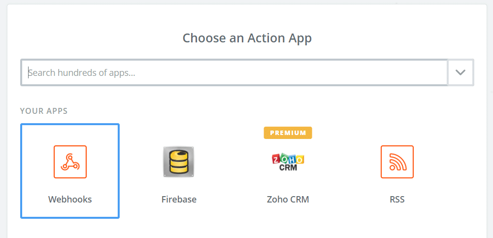 Choose a Webhook App from Zapier