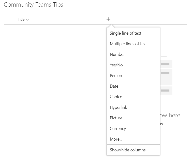 Add List Columns From Teams
