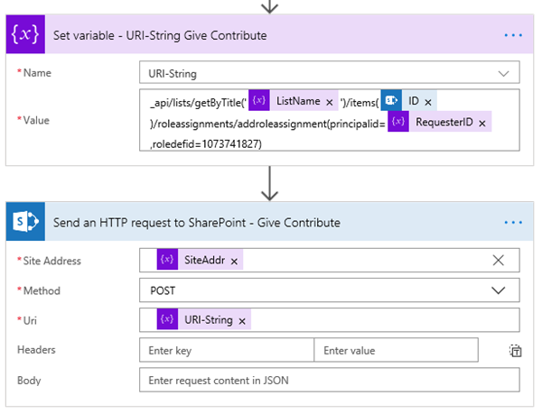 Update URI-String to give Contribute permission