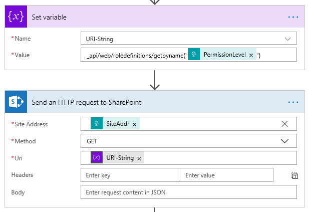 Set up URI string and send request